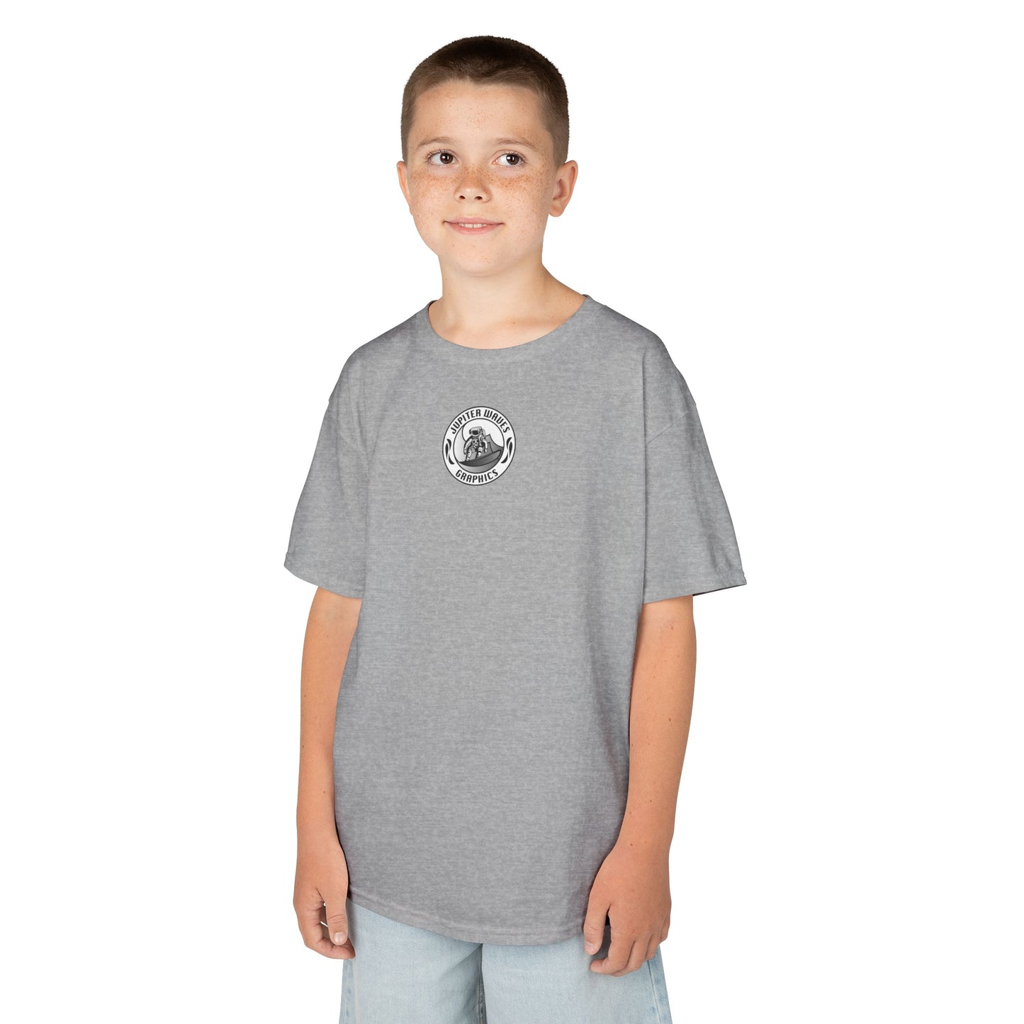 Kids Jupiter Waves Graphics Black and White Logo Shirt.