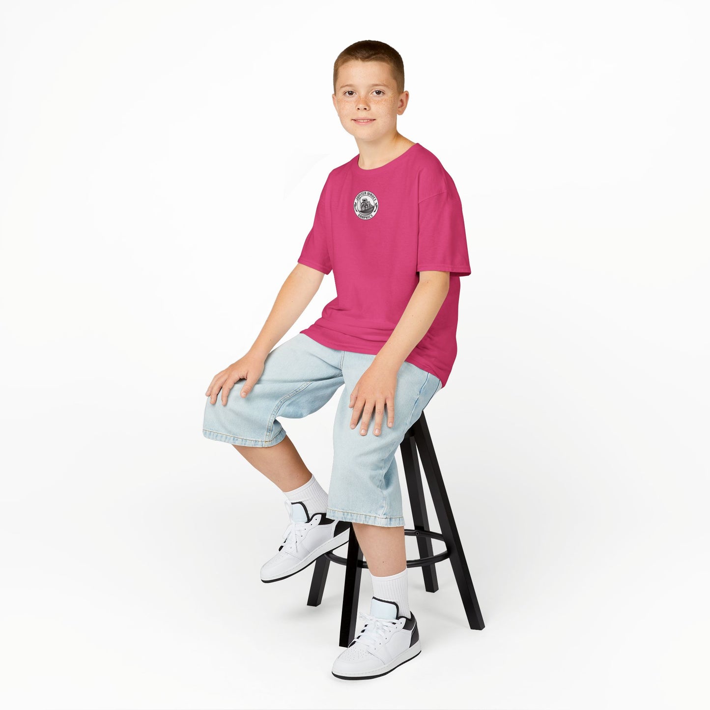 Kids Jupiter Waves Graphics Black and White Logo Shirt.