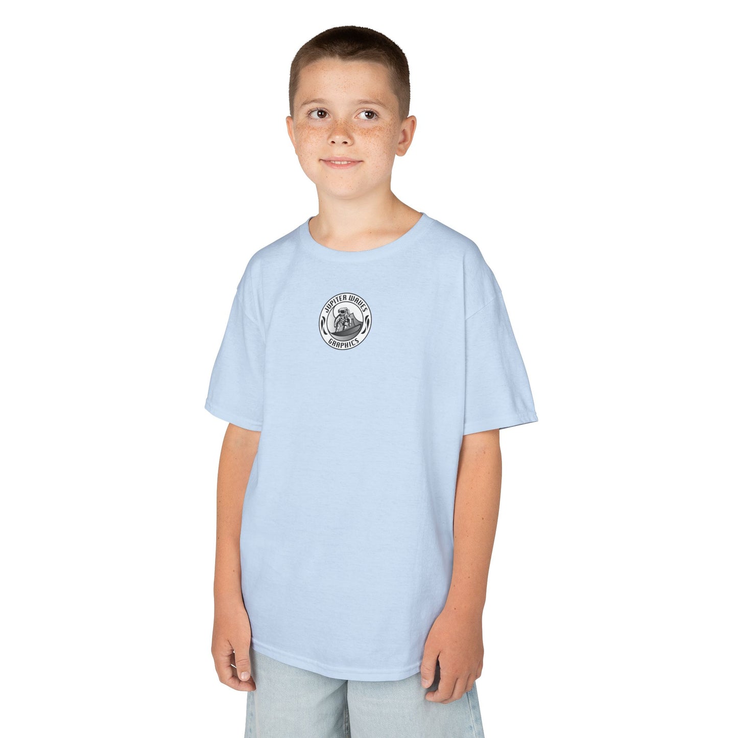 Kids Jupiter Waves Graphics Black and White Logo Shirt.