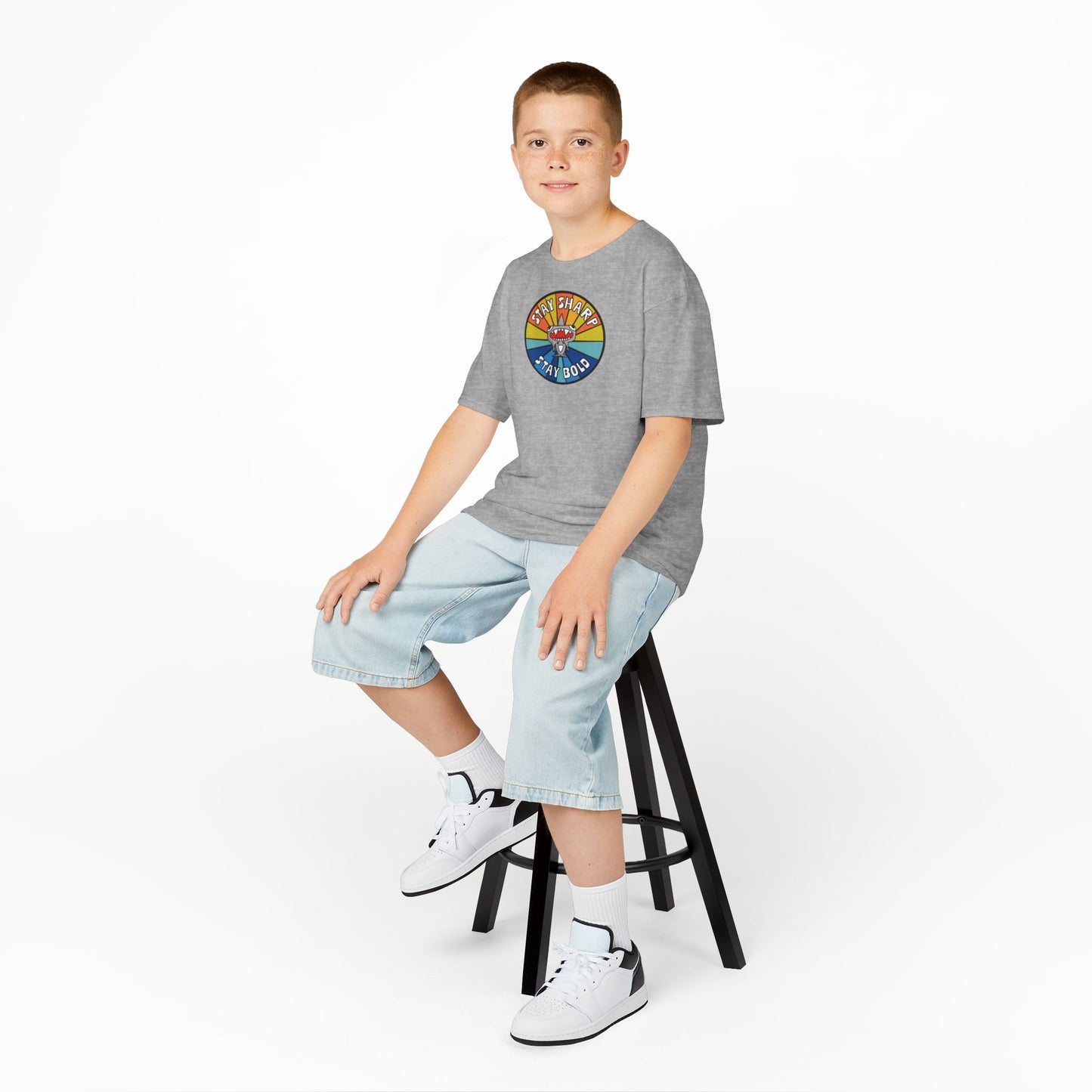 Kids Shark T-Shirt - "STAY SHARP" "STAY BOLD"