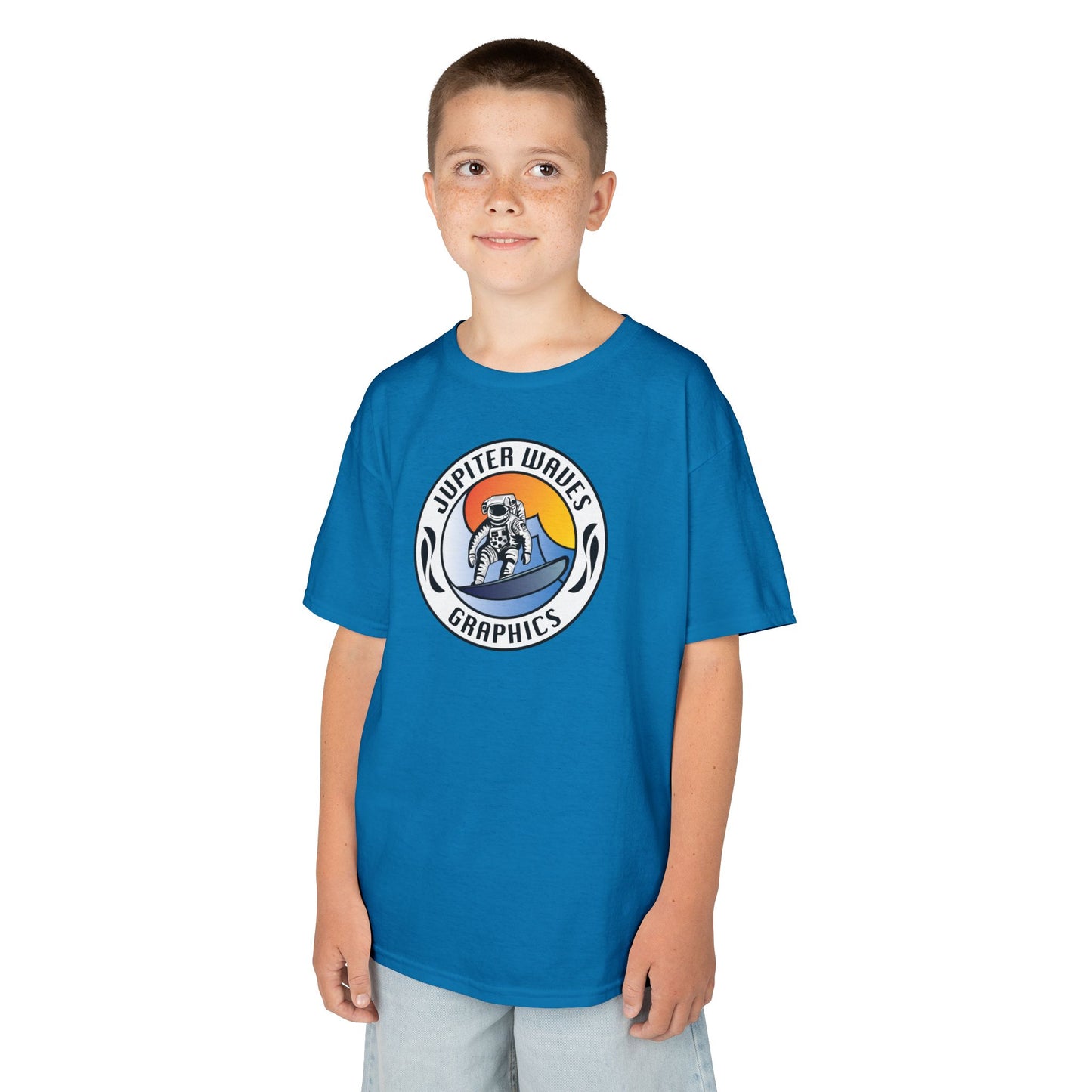 Kids Jupiter Waves Graphics Color Logo Shirt.
