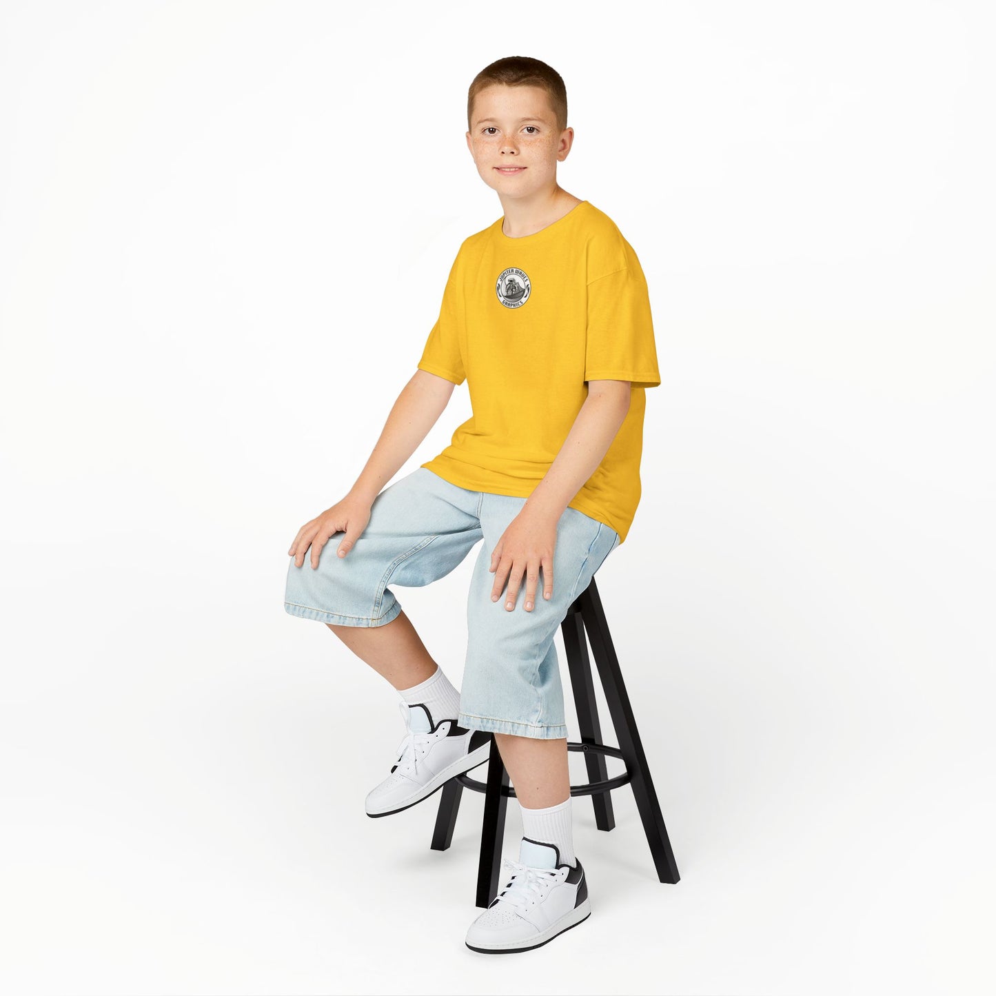 Kids Jupiter Waves Graphics Black and White Logo Shirt.