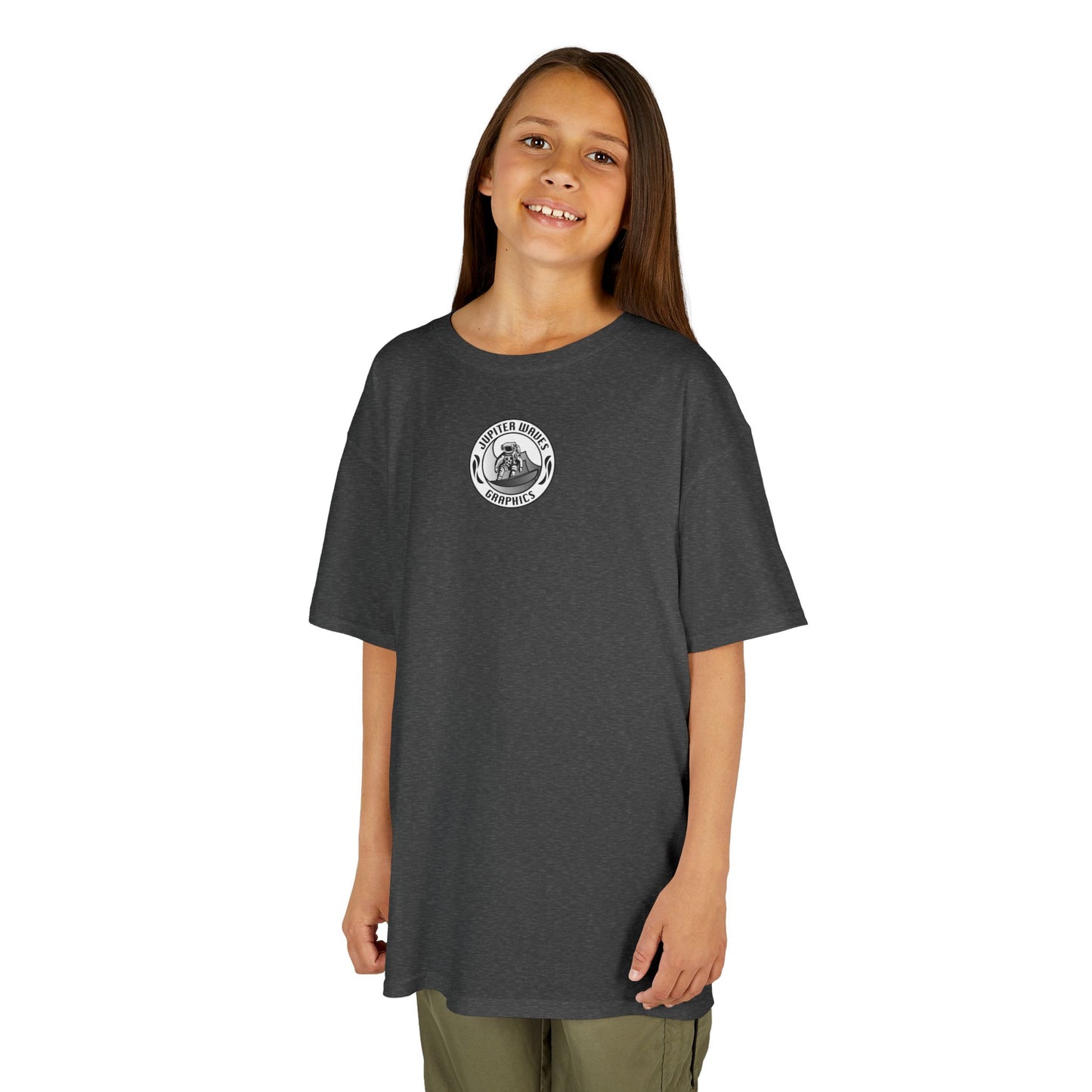 Kids Jupiter Waves Graphics Black and White Logo Shirt.