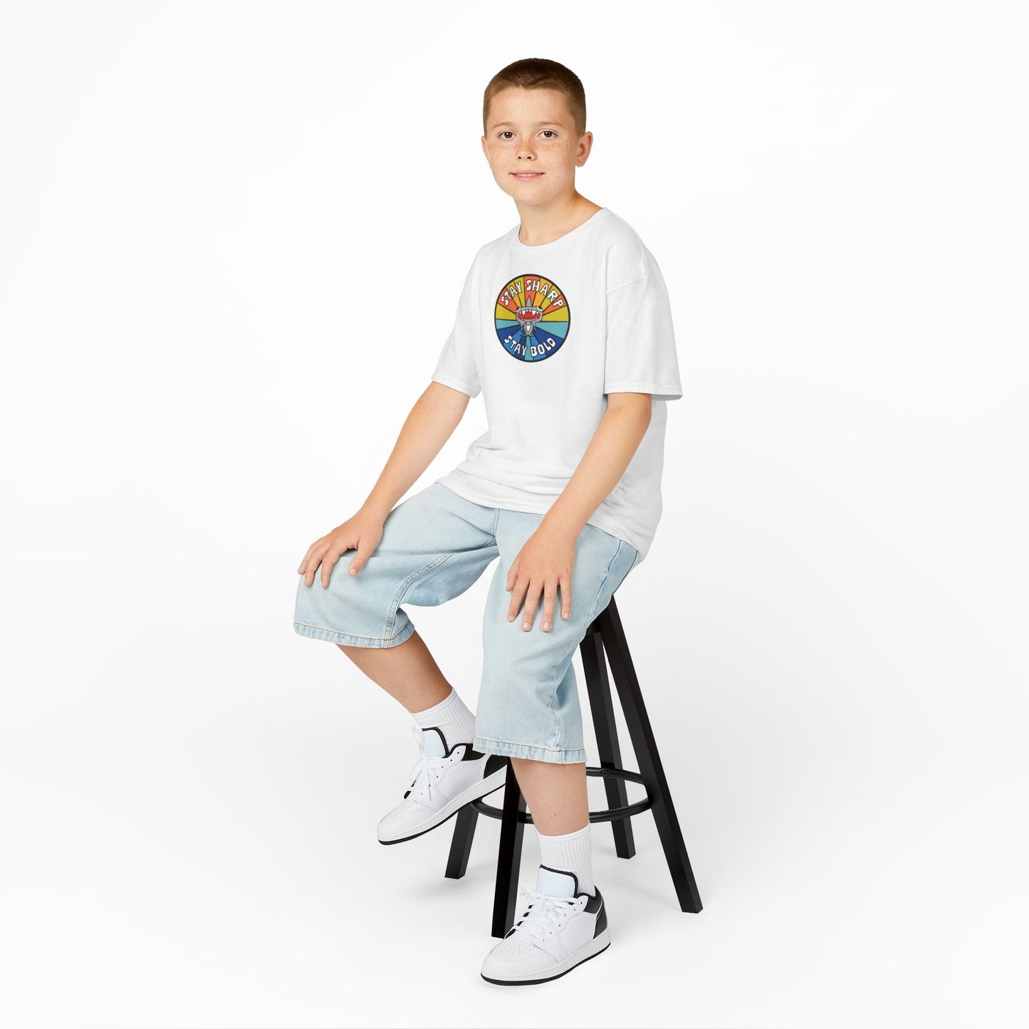 Kids Shark T-Shirt - "STAY SHARP" "STAY BOLD"