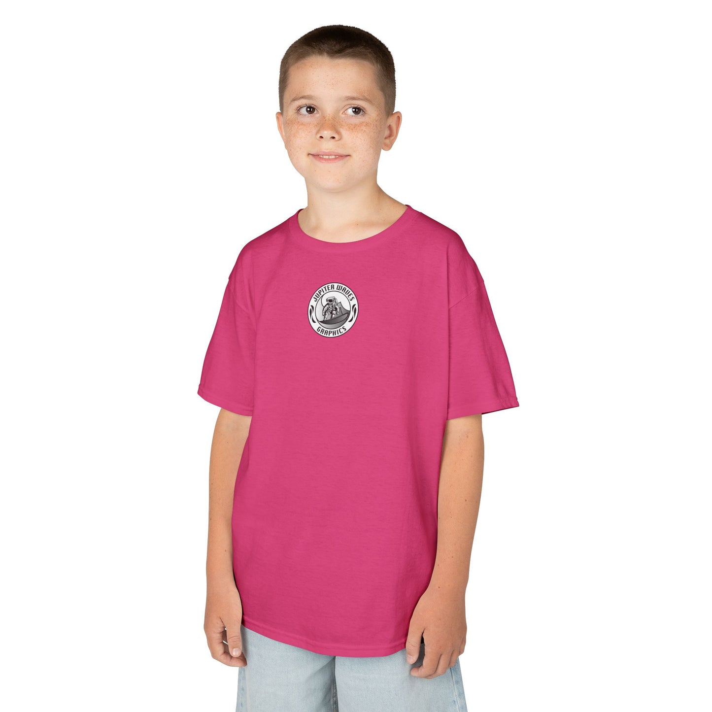 Kids Jupiter Waves Graphics Black and White Logo Shirt.