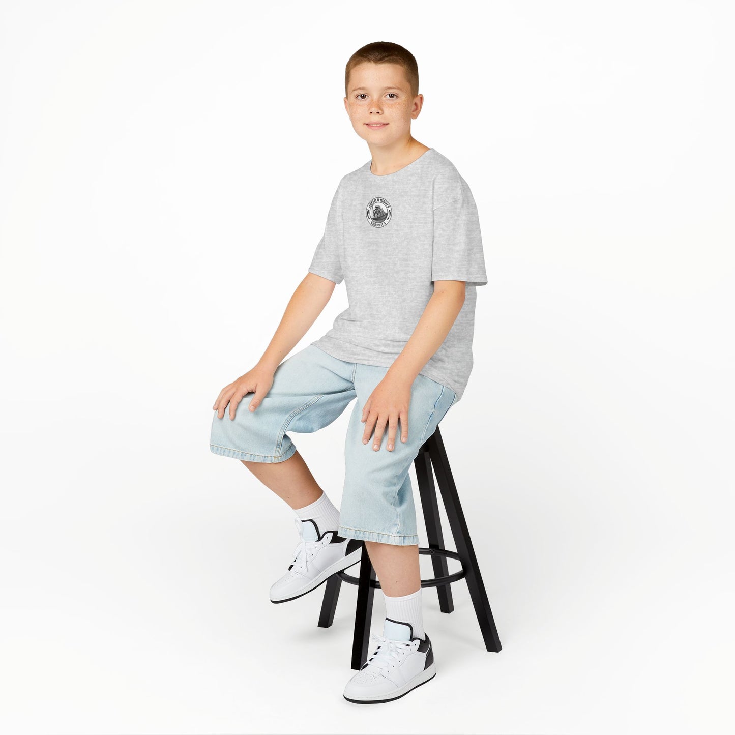 Kids Jupiter Waves Graphics Black and White Logo Shirt.