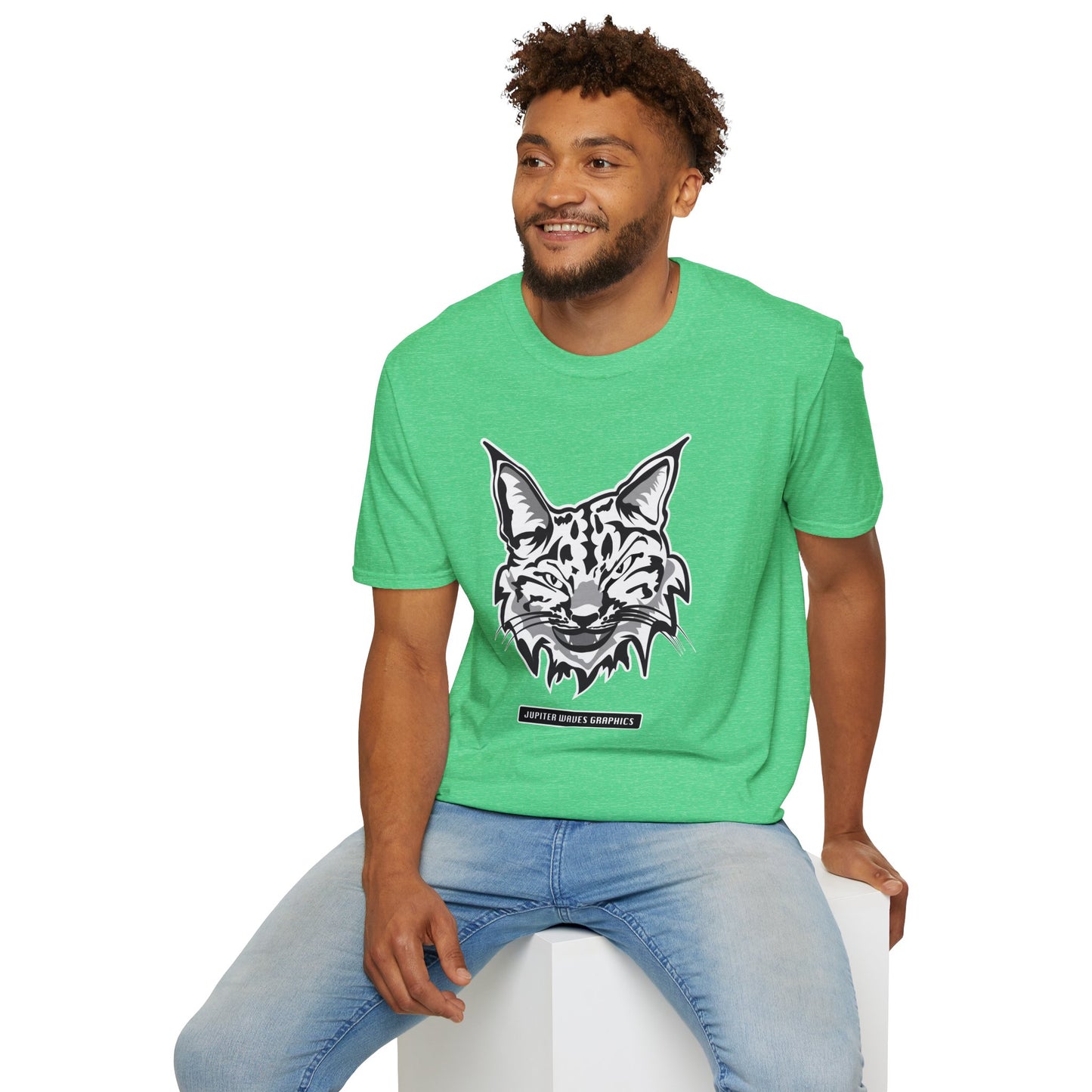 Black and White Bobcat Unisex T-Shirt.