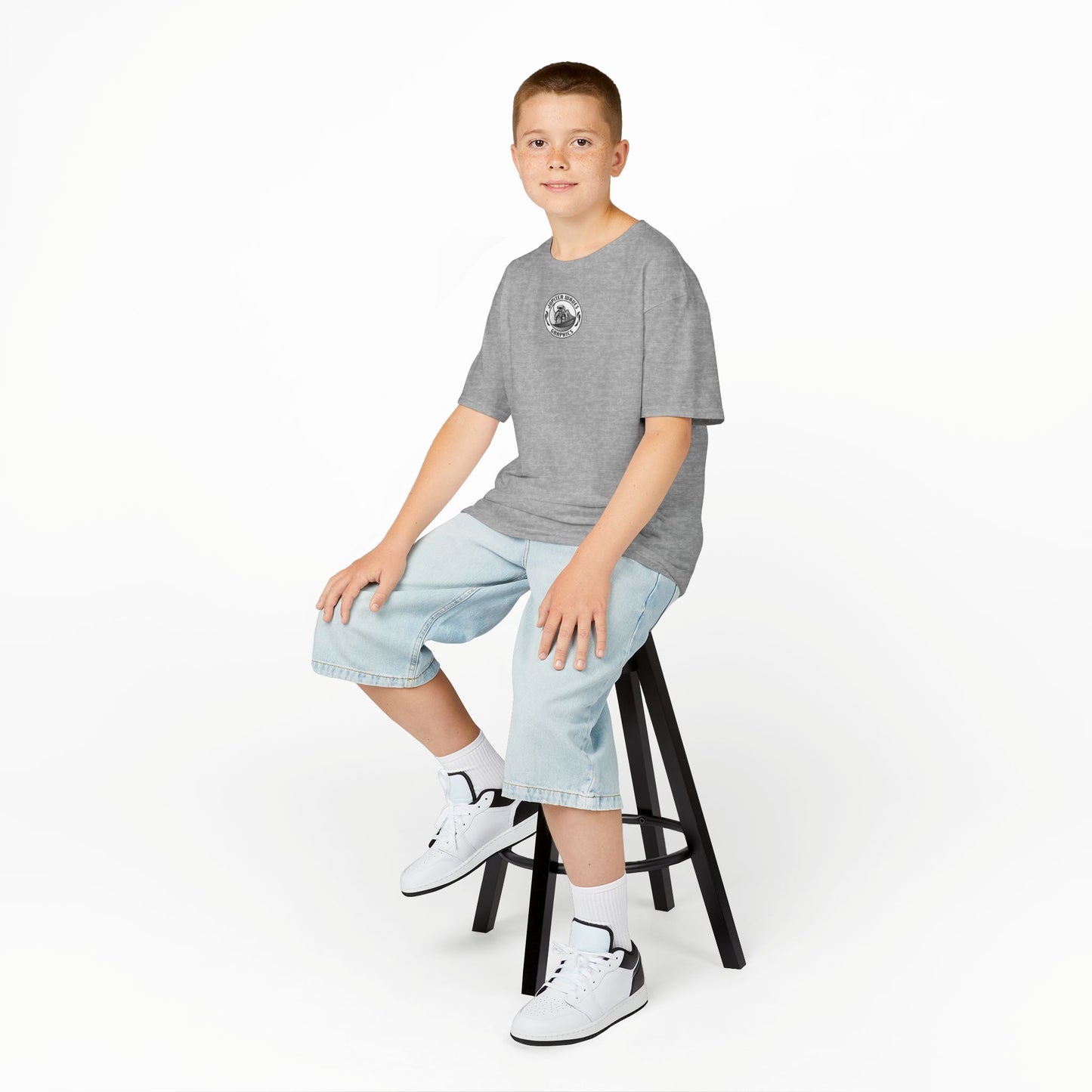 Kids Jupiter Waves Graphics Black and White Logo Shirt.