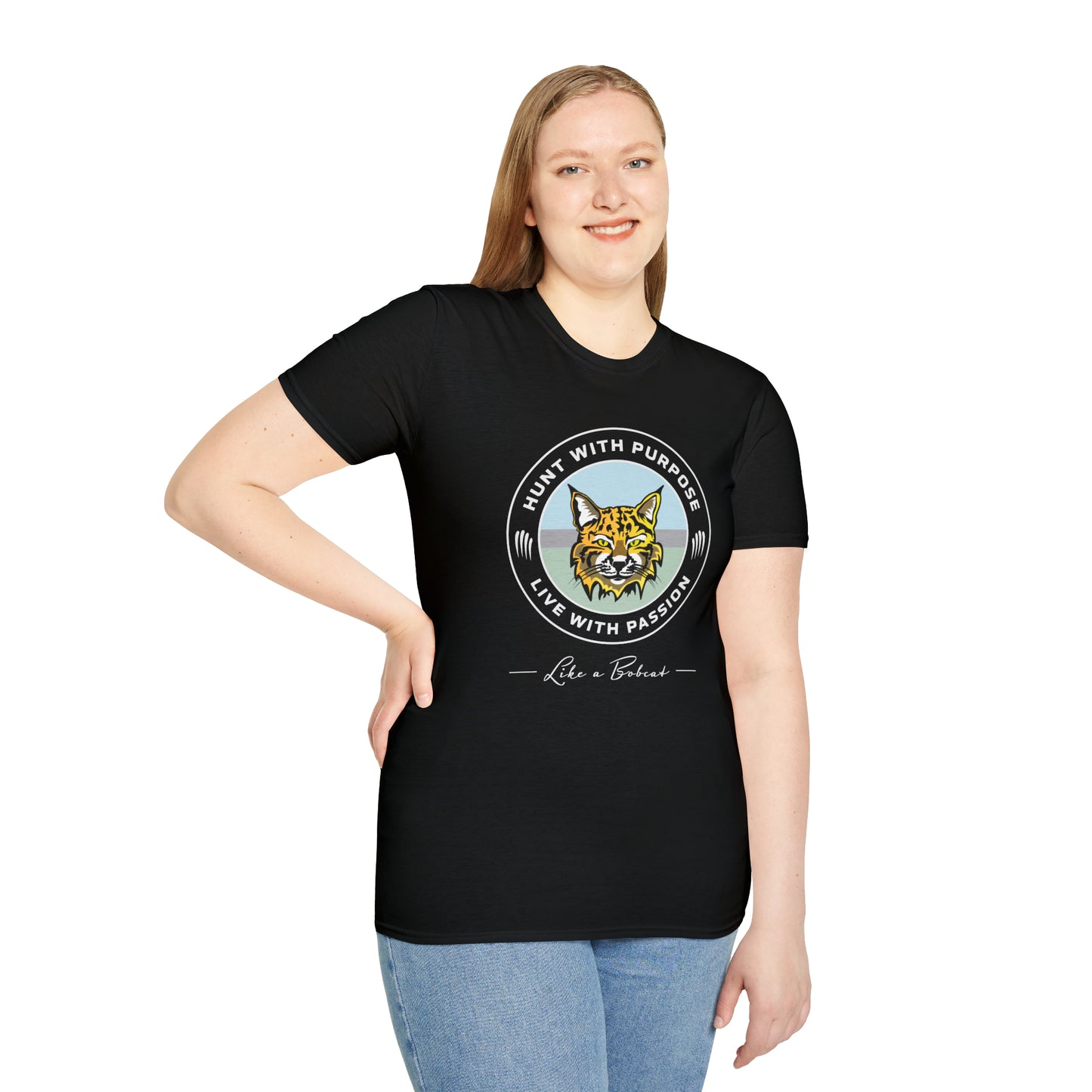 Bobcat Unisex T-Shirt "HUNT WITH PURPOSE" "LIVE WITH PASSION"