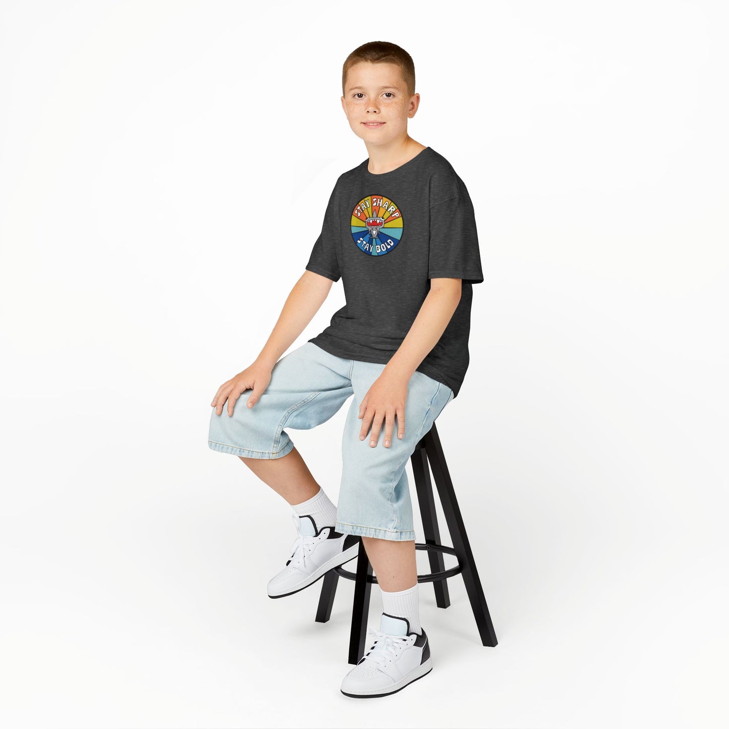 Kids Shark T-Shirt - "STAY SHARP" "STAY BOLD"