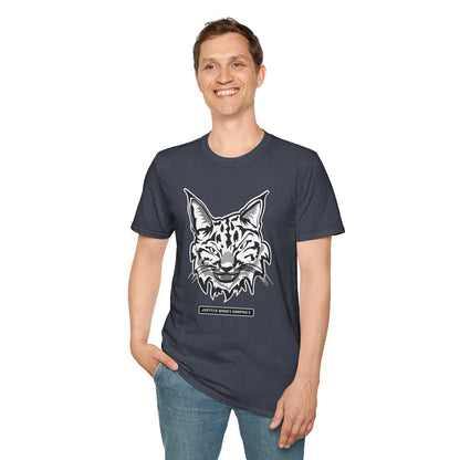 Black and White Bobcat Unisex T-Shirt.