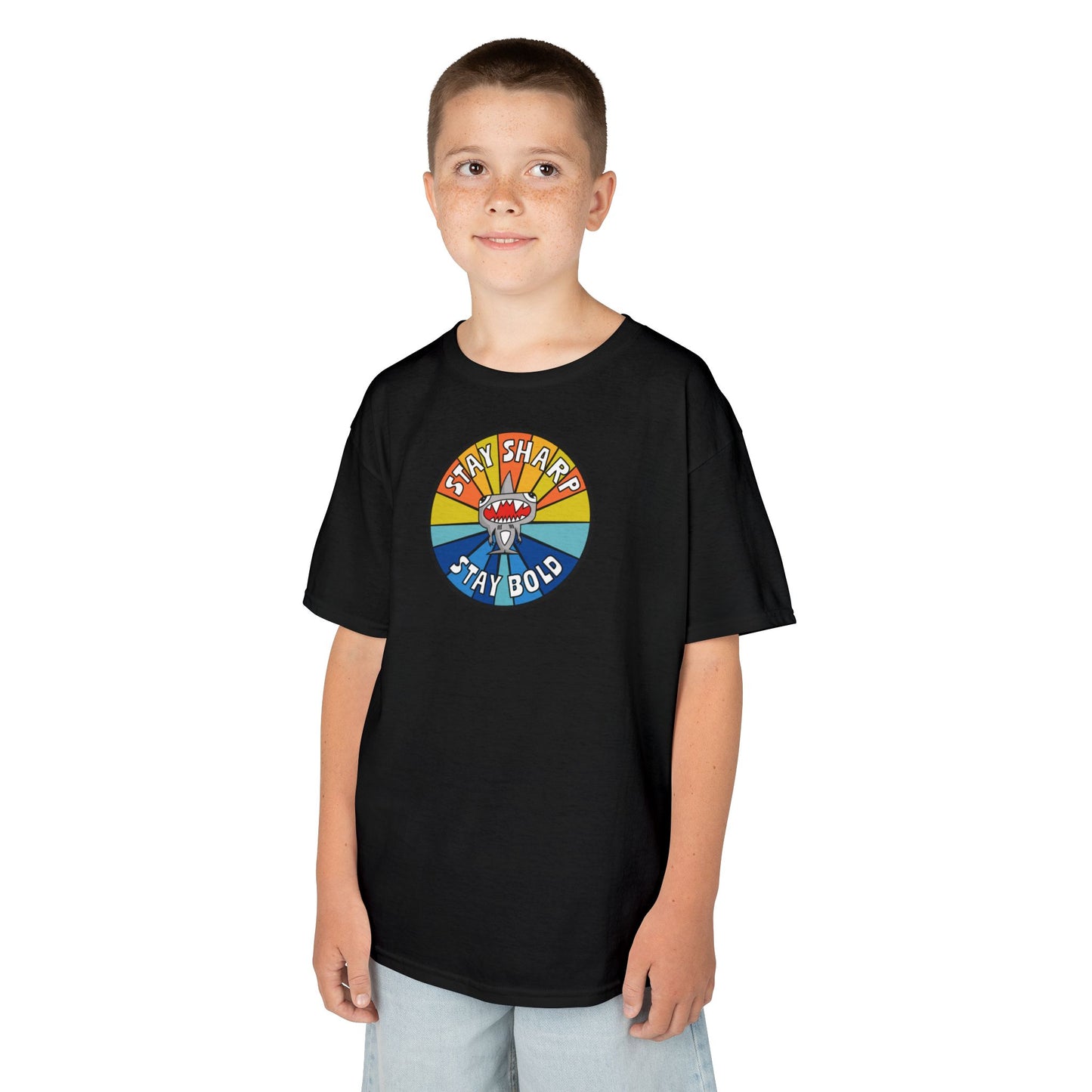 Kids Shark T-Shirt - "STAY SHARP" "STAY BOLD"
