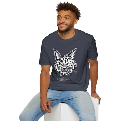 Black and White Bobcat Unisex T-Shirt.