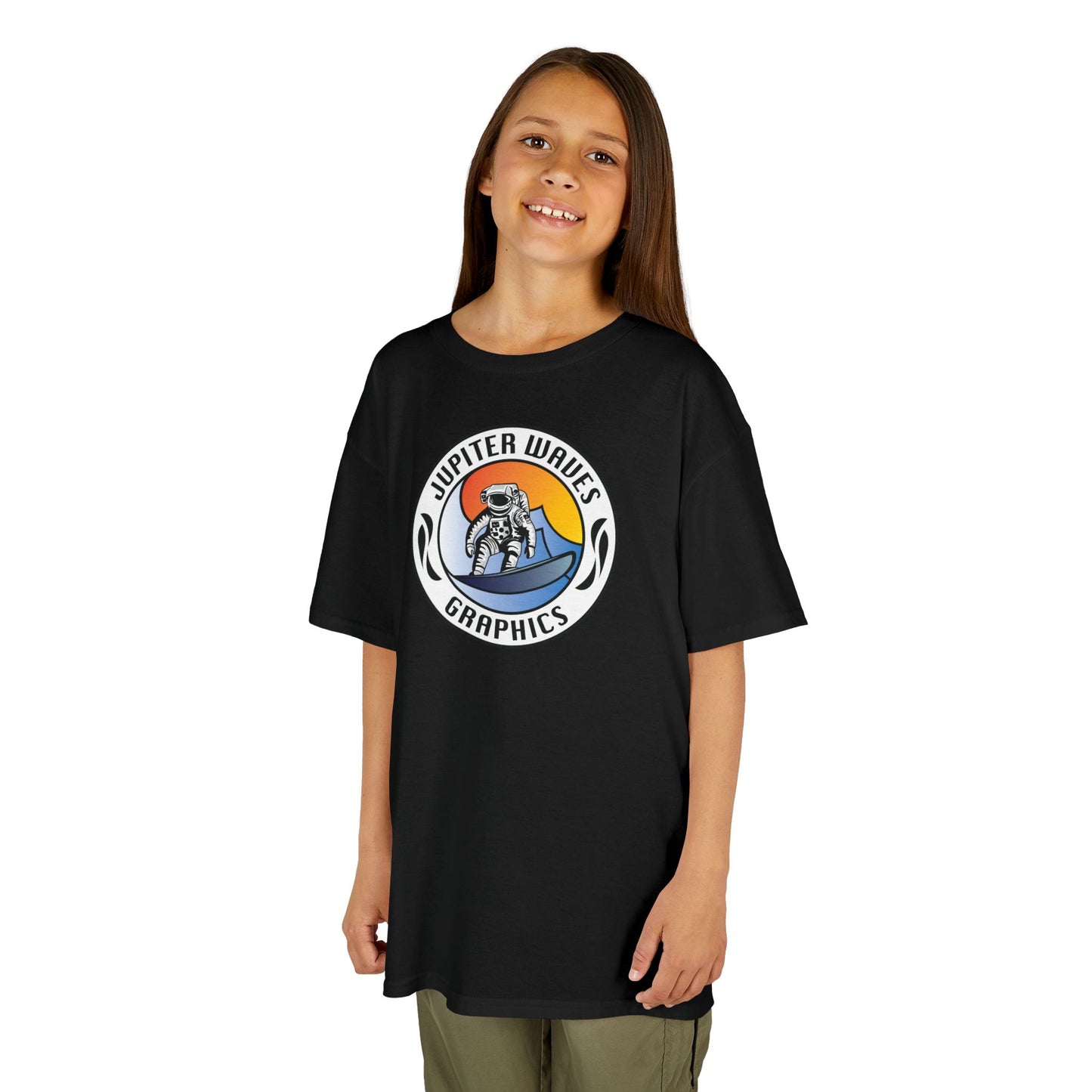 Kids Jupiter Waves Graphics Color Logo Shirt.