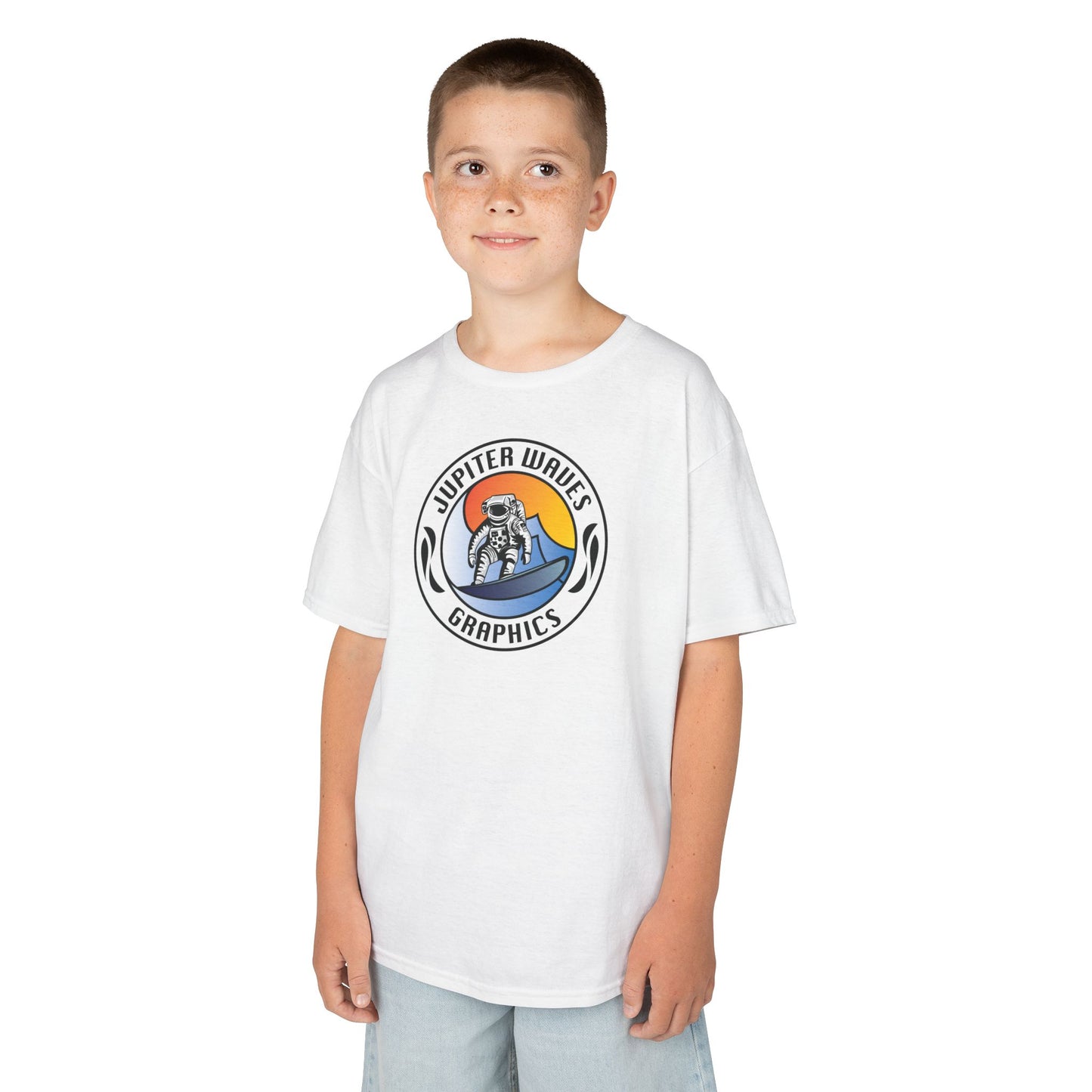 Kids Jupiter Waves Graphics Color Logo Shirt.