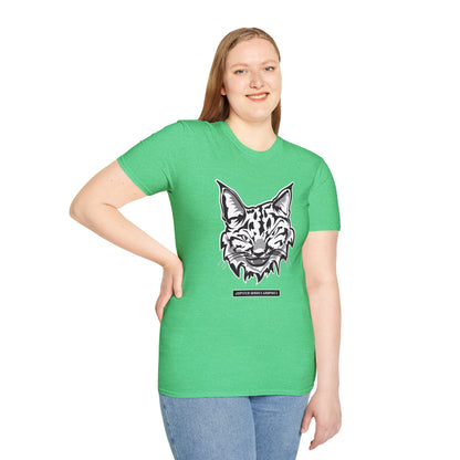 Black and White Bobcat Unisex T-Shirt.