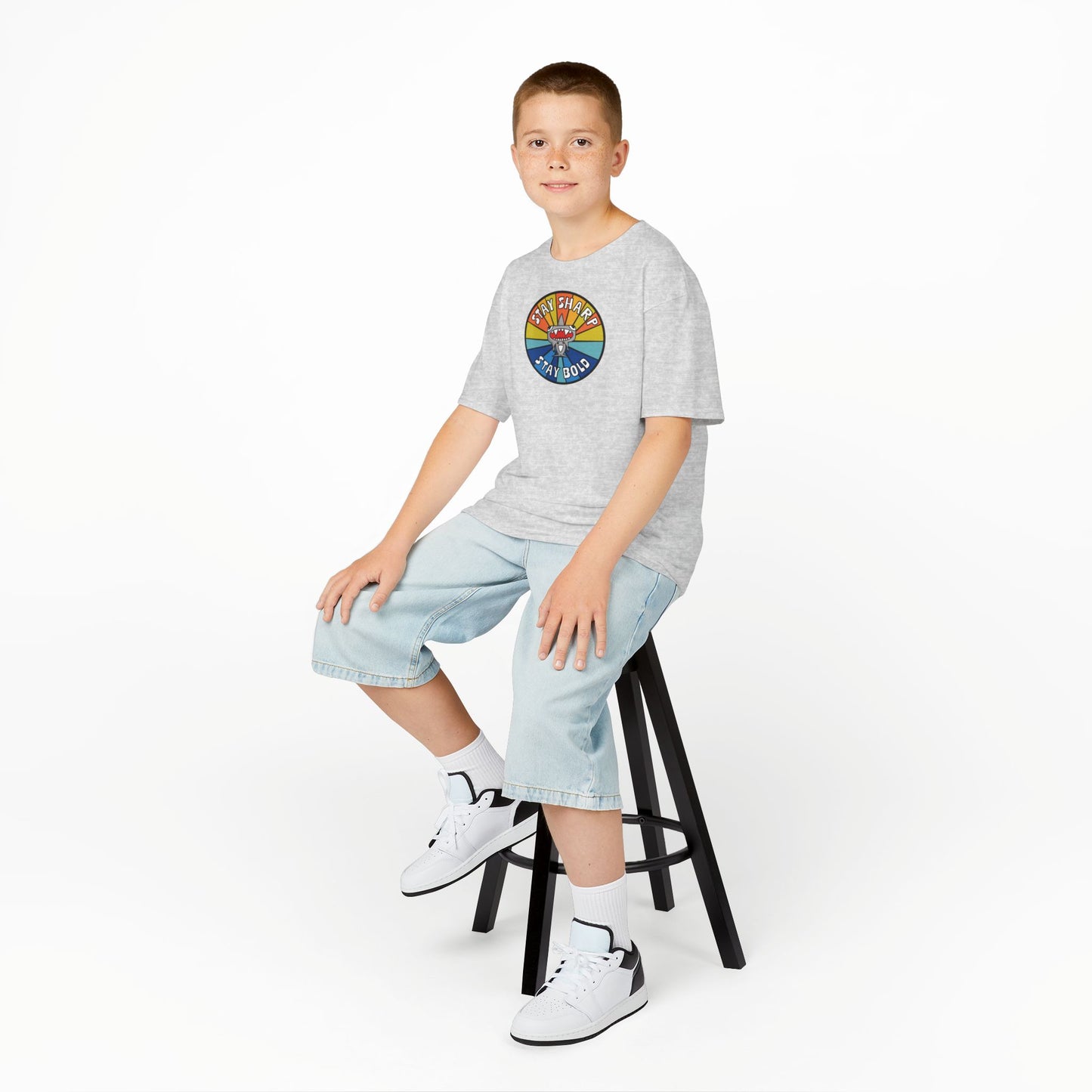 Kids Shark T-Shirt - "STAY SHARP" "STAY BOLD"