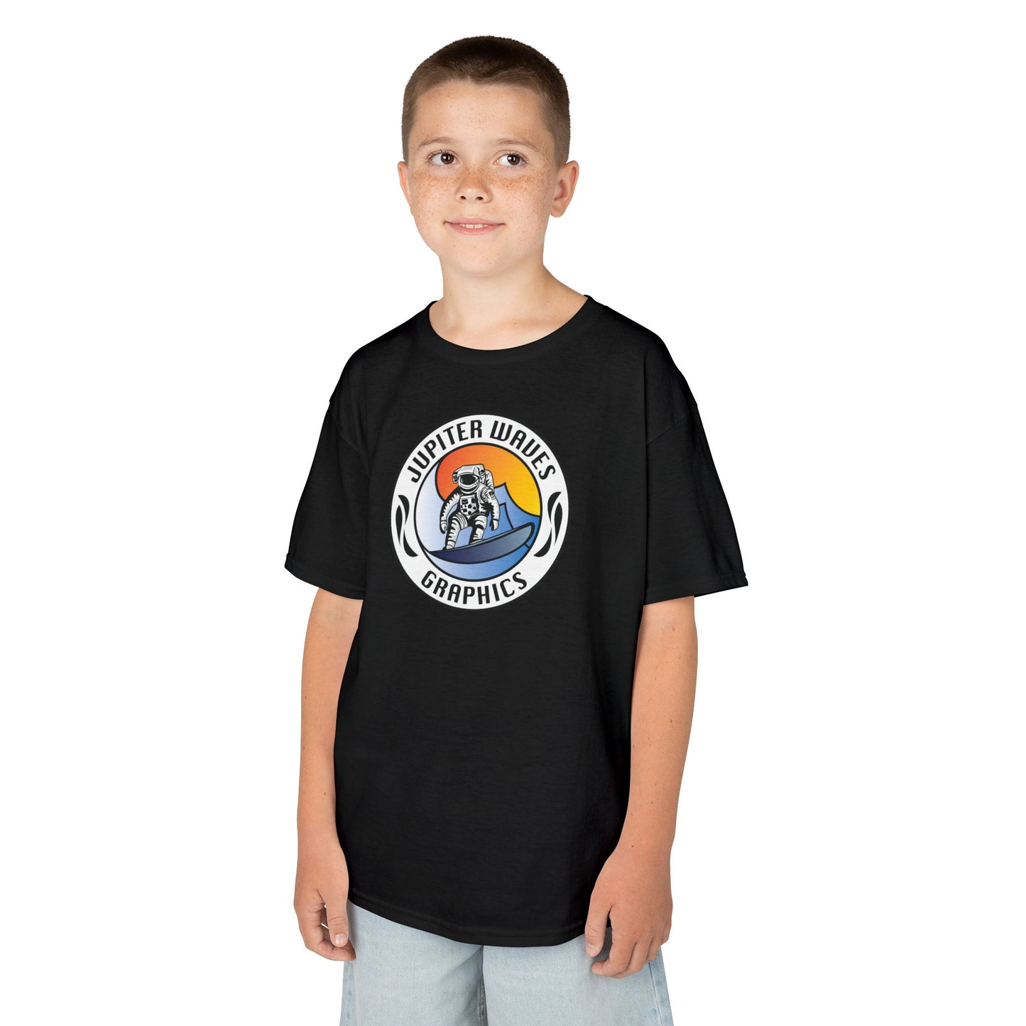 Kids Jupiter Waves Graphics Color Logo Shirt.