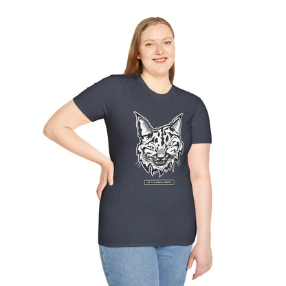 Black and White Bobcat Unisex T-Shirt.