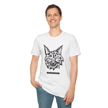 Black and White Bobcat Unisex T-Shirt.