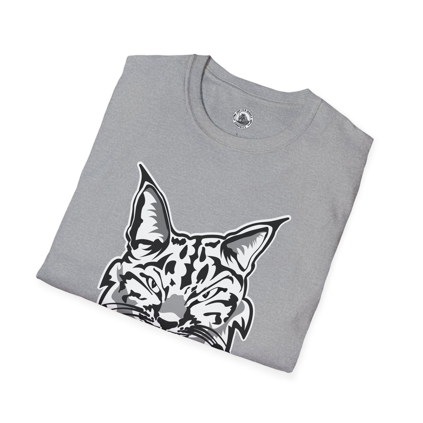 Black and White Bobcat Unisex T-Shirt.