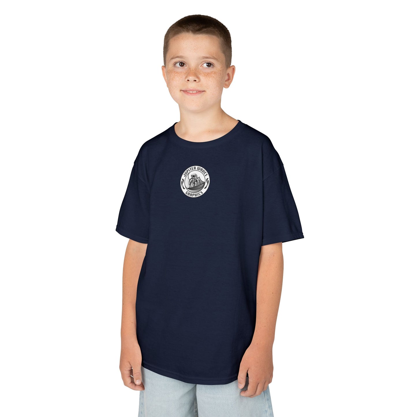 Kids Jupiter Waves Graphics Black and White Logo Shirt.