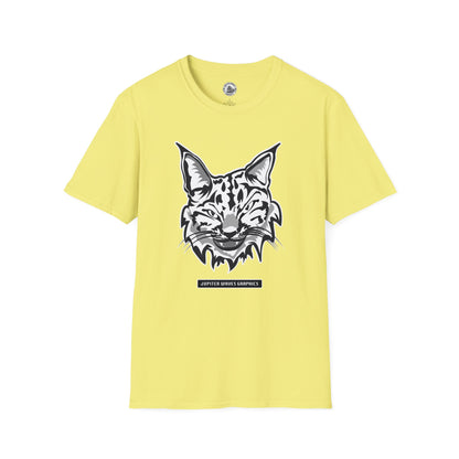 Black and White Bobcat Unisex T-Shirt.