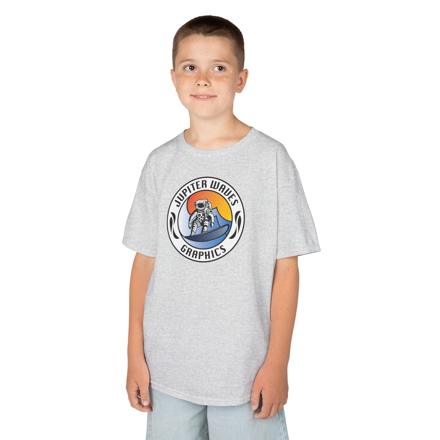 Kids Jupiter Waves Graphics Color Logo Shirt.