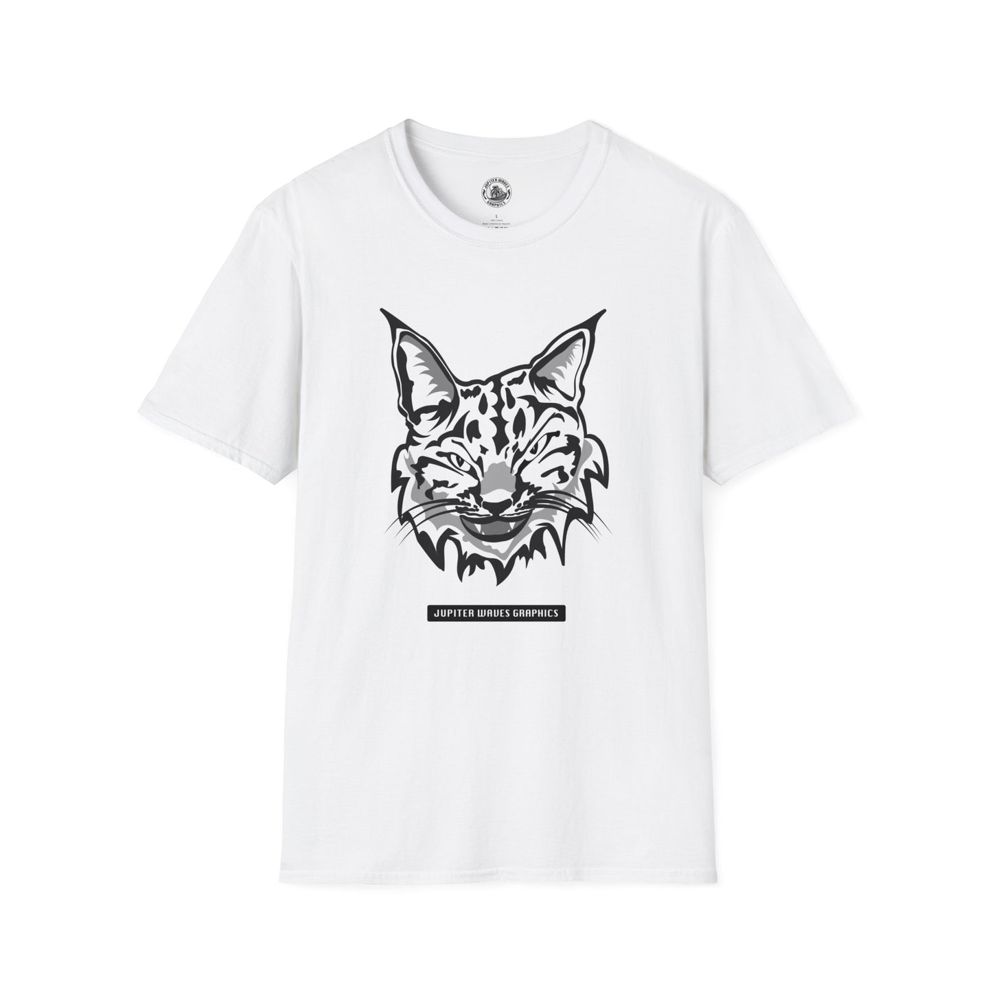 Black and White Bobcat Unisex T-Shirt.