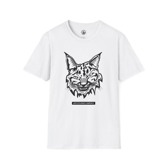 Black and White Bobcat Unisex T-Shirt.