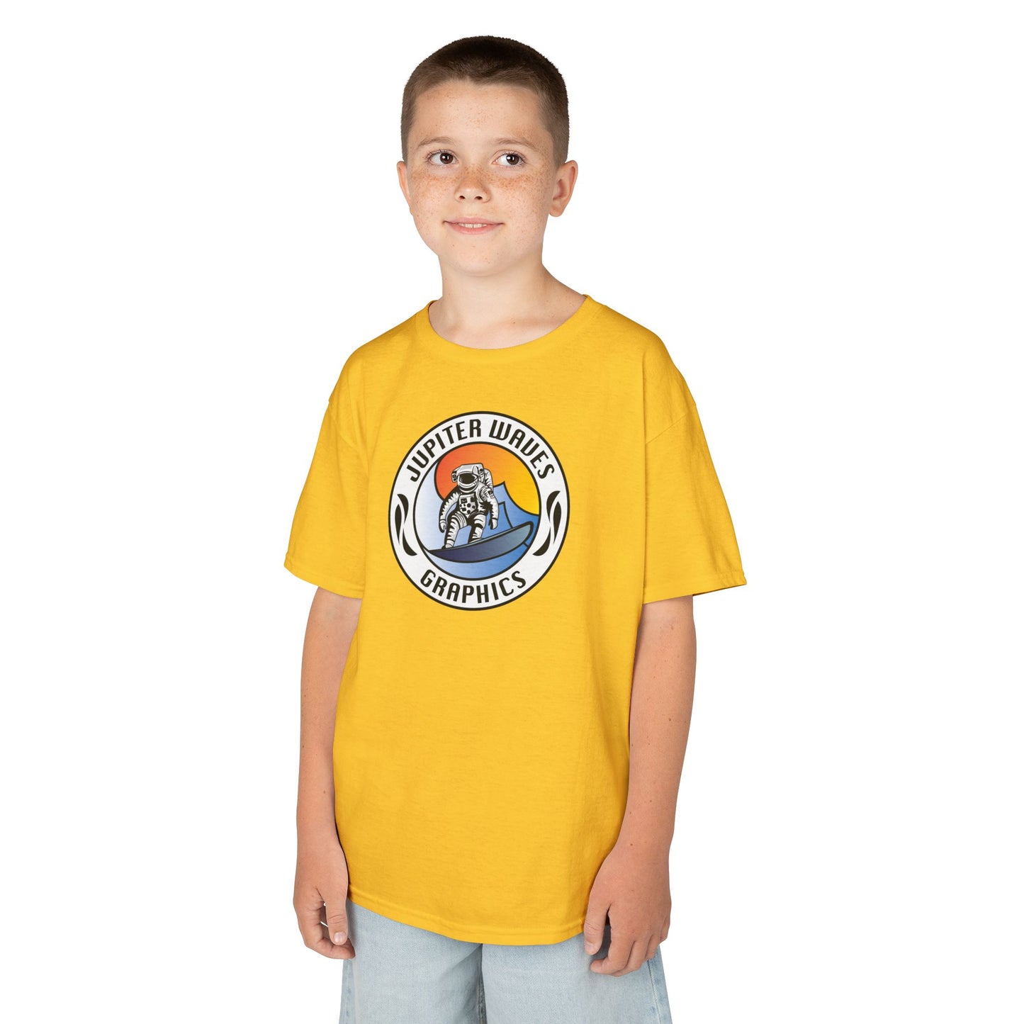 Kids Jupiter Waves Graphics Color Logo Shirt.