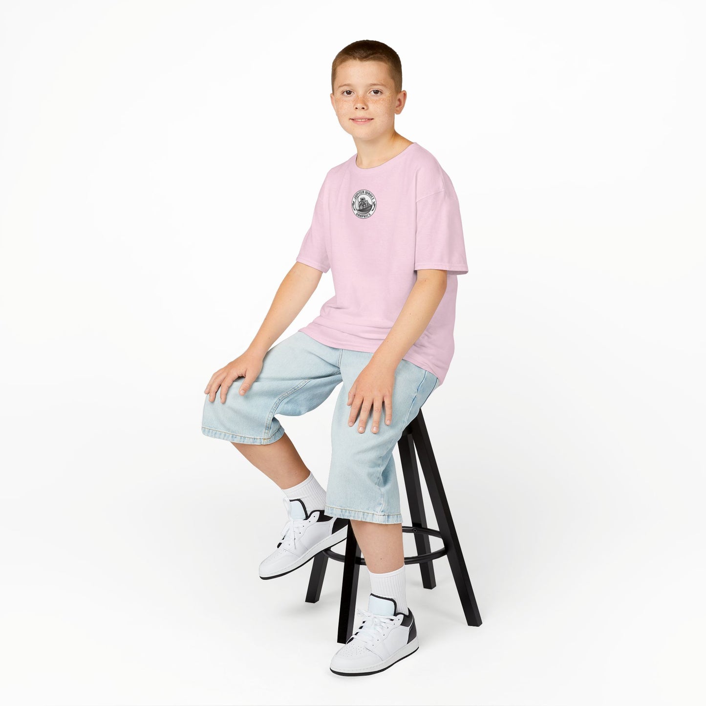 Kids Jupiter Waves Graphics Black and White Logo Shirt.