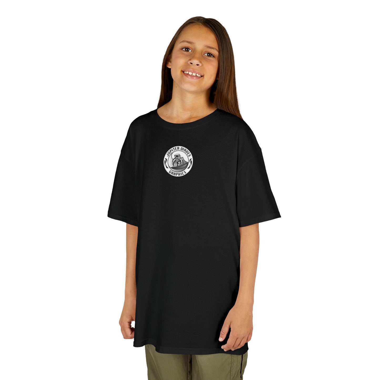 Kids Jupiter Waves Graphics Black and White Logo Shirt.