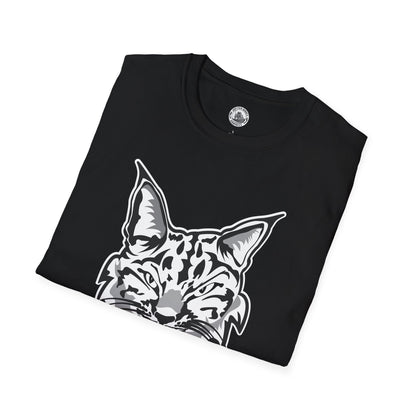 Black and White Bobcat Unisex T-Shirt.