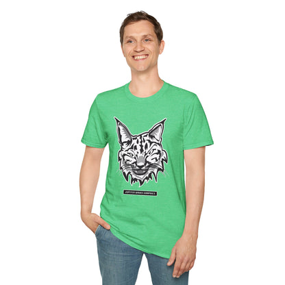 Black and White Bobcat Unisex T-Shirt.