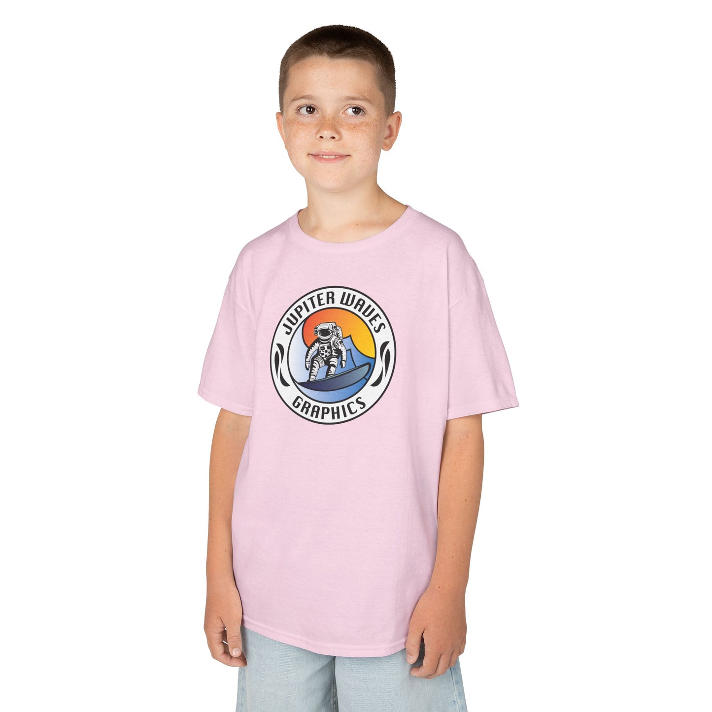 Kids Jupiter Waves Graphics Color Logo Shirt.