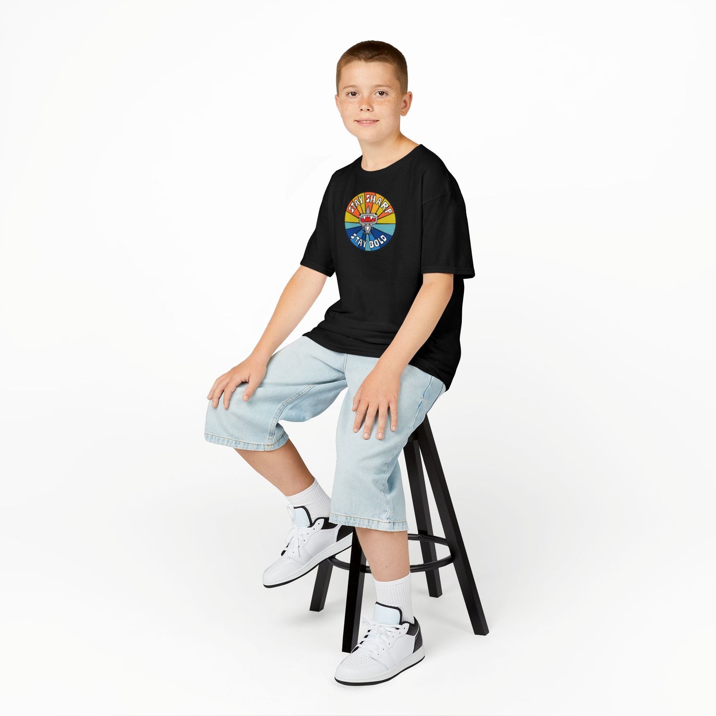 Kids Shark T-Shirt - "STAY SHARP" "STAY BOLD"