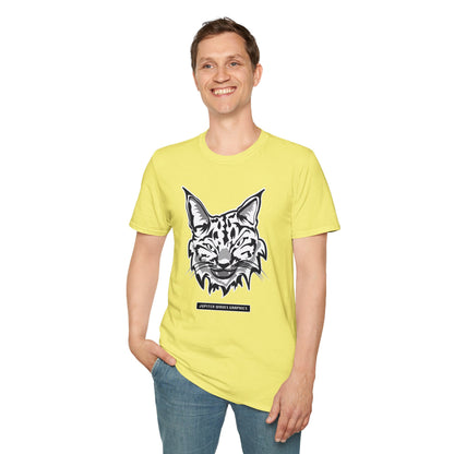 Black and White Bobcat Unisex T-Shirt.