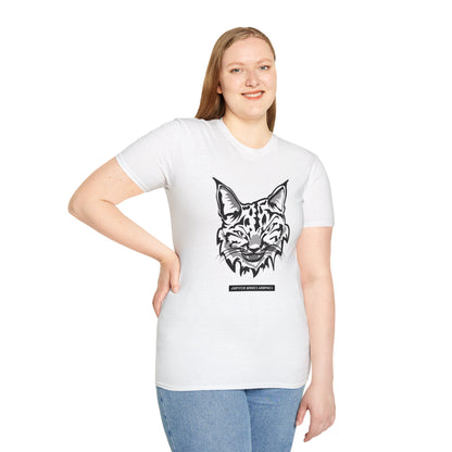 Black and White Bobcat Unisex T-Shirt.