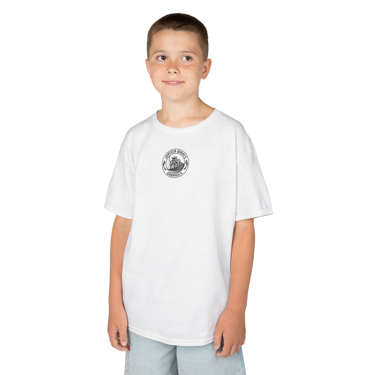 Kids Jupiter Waves Graphics Black and White Logo Shirt.