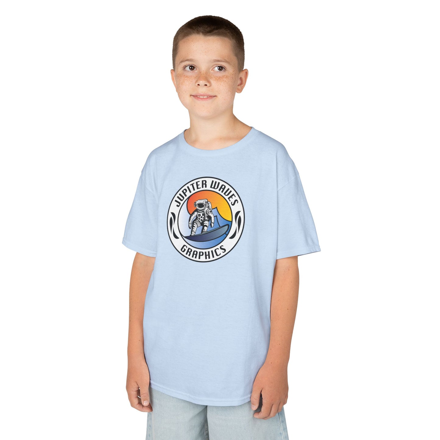 Kids Jupiter Waves Graphics Color Logo Shirt.