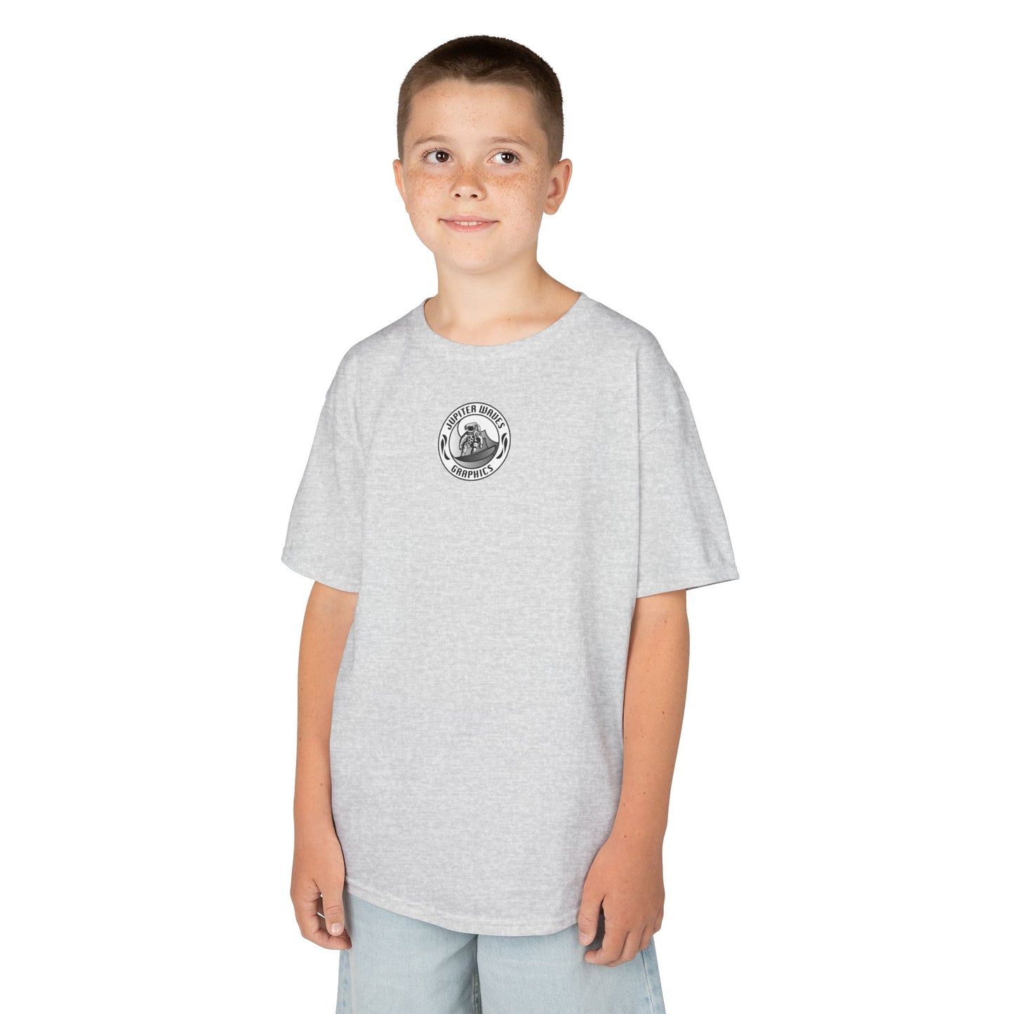 Kids Jupiter Waves Graphics Black and White Logo Shirt.