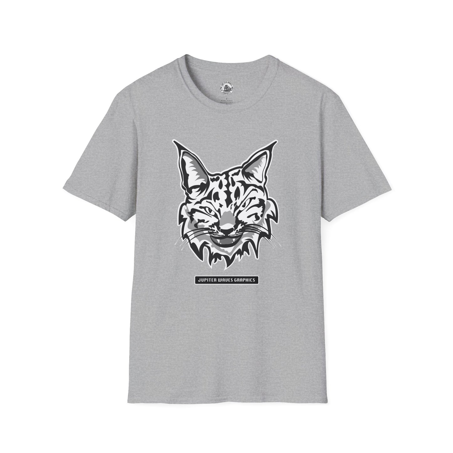 Black and White Bobcat Unisex T-Shirt.