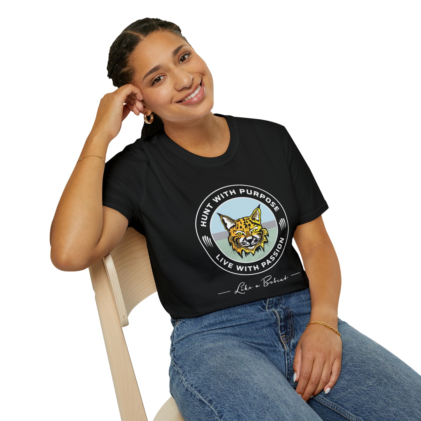 Bobcat Unisex T-Shirt "HUNT WITH PURPOSE" "LIVE WITH PASSION"